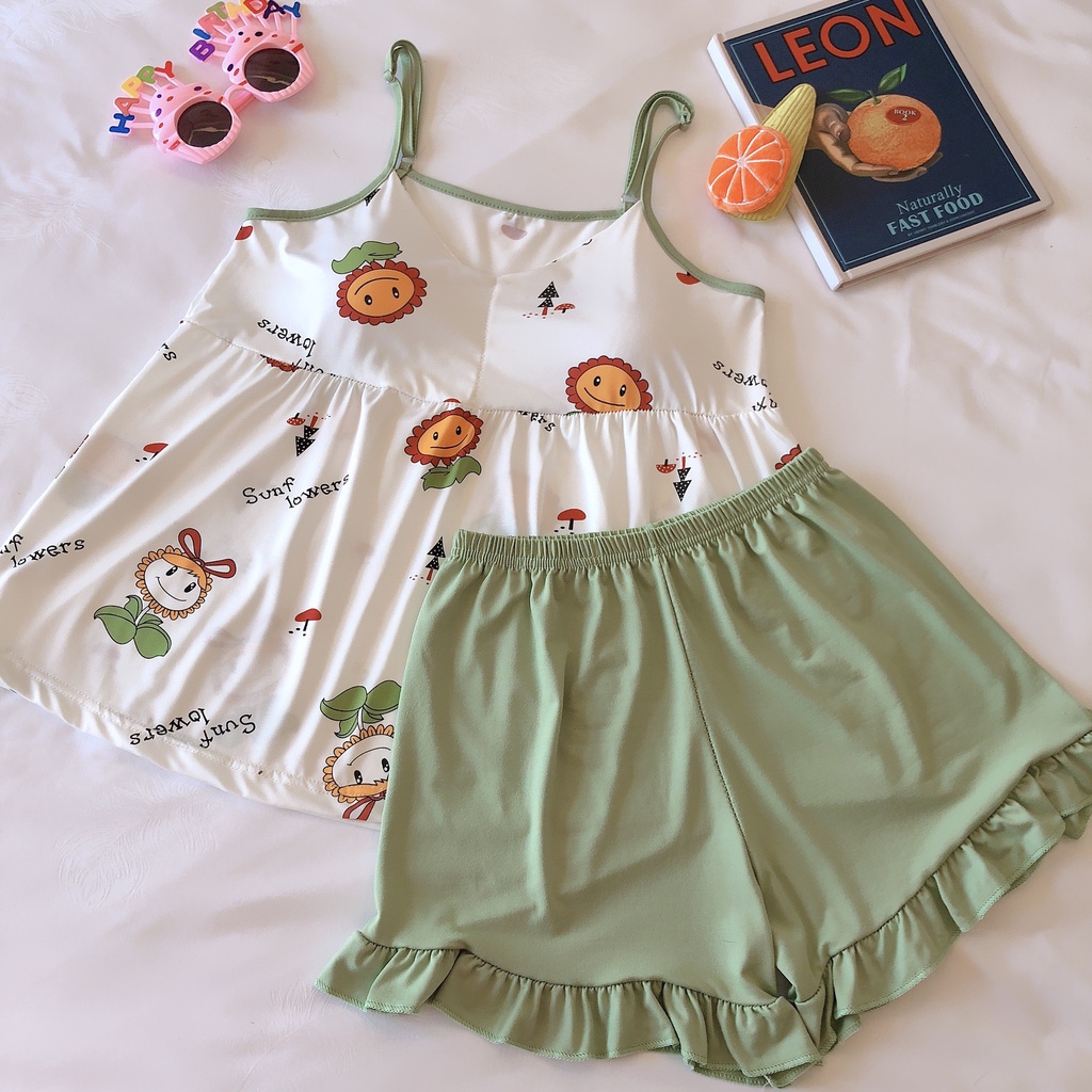 Đồ bộ nữ 2 dây mặc nhà thời trang mới nhất - Chất liệu Cotton cao cấp -