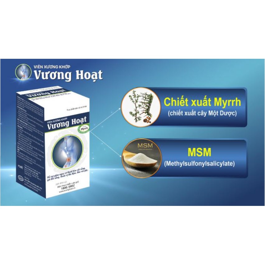 Viên xương khớp Vương Hoạt - Giảm thoái hóa cột sống, thoát vị đĩa đệm- Nhà thuốc Nhật Thành