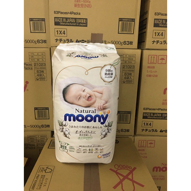 Tã dán Moony Natural Newborn - 63 miếng nội địa Nhật