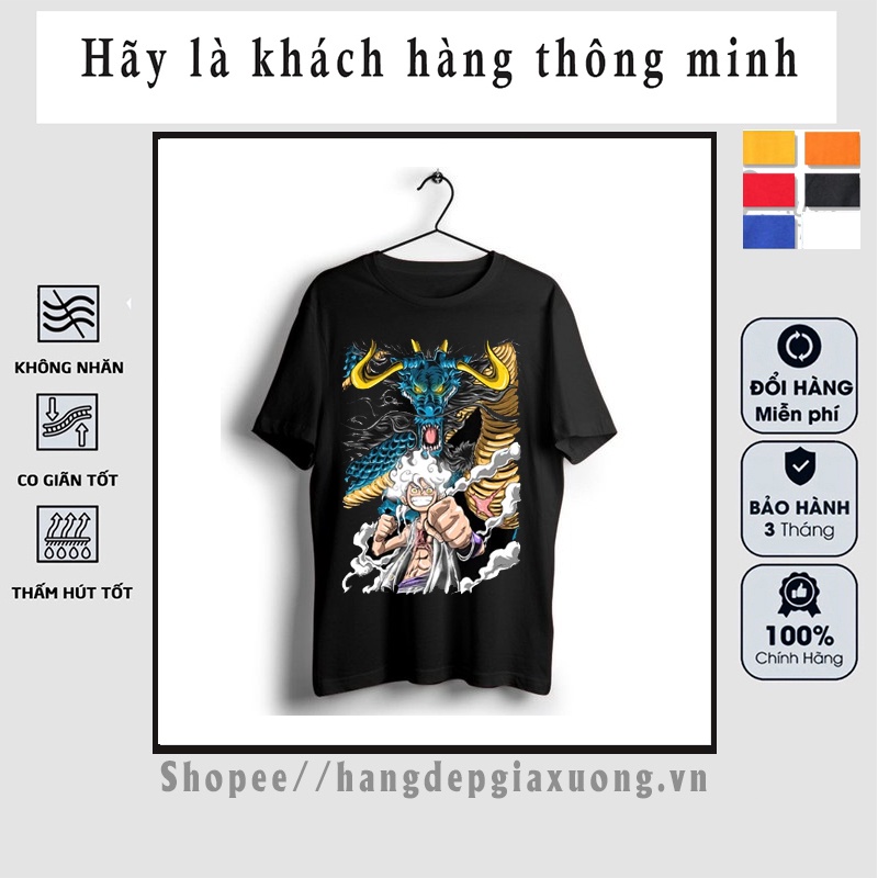 Áo thun one piece in hình luffy gear 5 và rồng kaido - Có size trẻ em