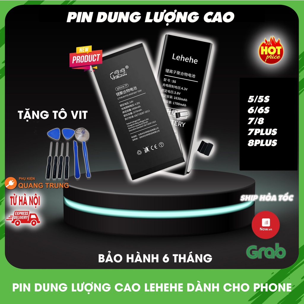Pin dung lượng cao Lehehe 5,5s,6,6s,6plus,6splus,7,7plus,8,8plus tặng kèm tô vít