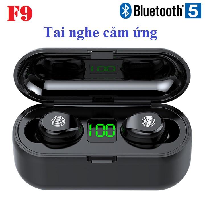 Tai nghe Bluetooth F9 AMOI TWS 5.1 phiên bản mới 2022 không dây cảm ứng chống nước IPX5 tích hợp sạc dự phòng 2500mAh