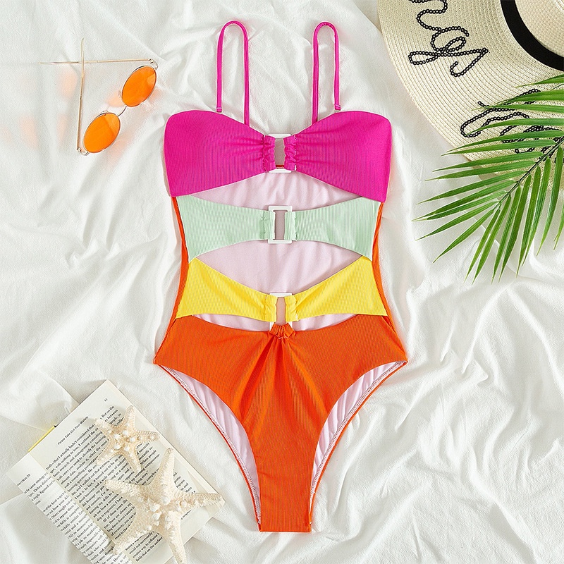 Đồ Bơi Một Mảnh Họa Tiết Kẻ Sọc Nhiều Màu Sắc Phong Cách Âu Mỹ Mới Cho Nữ