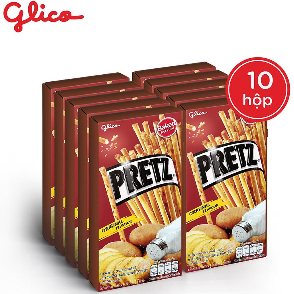 ( 4 vị ) Lốc 10 hộp - Bánh que Glico Pretz 31gr