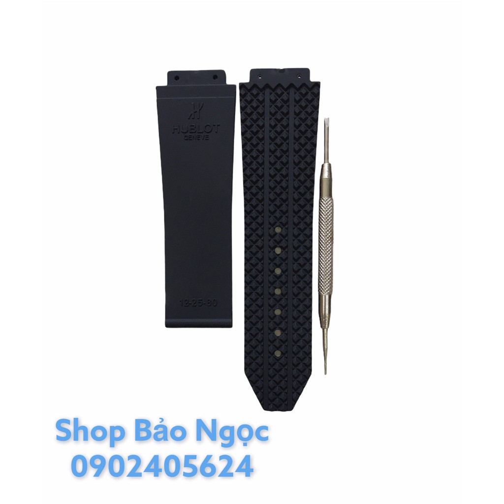 Dây đồng hồ cao cấp Hublot - Cao su trơn màu trắng đen size 17x25x22mm