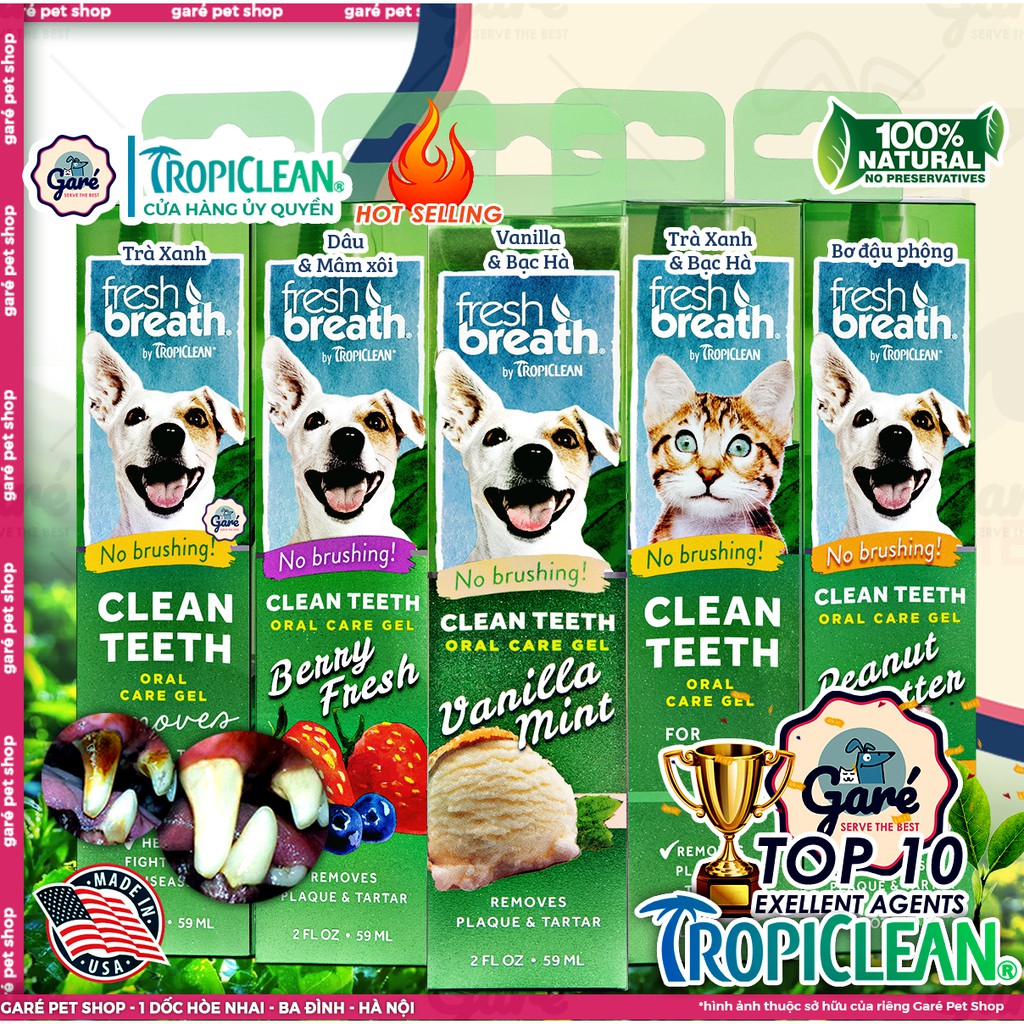 Xịt bọt khử mùi hôi tức thì & ngừa mảng bám cao răng cho Chó & Mèo - TropiClean Fresh Breath Oral Care Foam