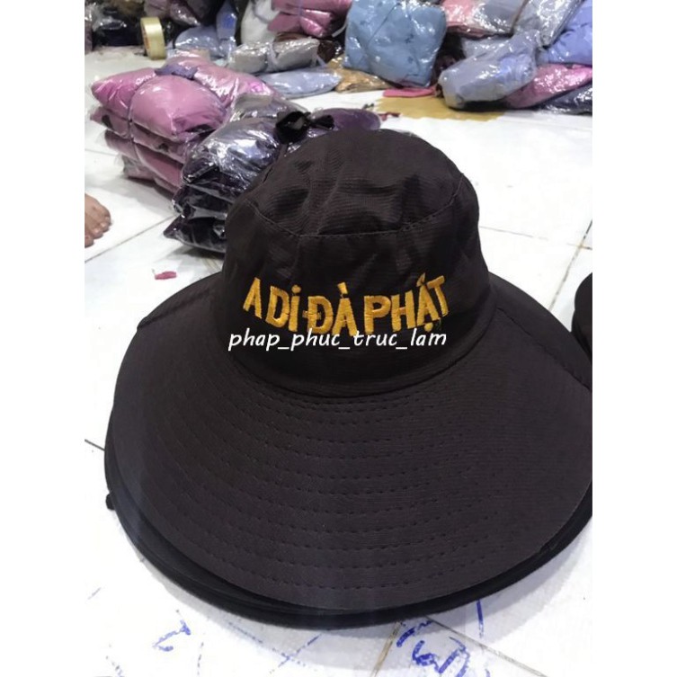 MS627 Nón đi chùa thêu sen - thêu Adida Phật