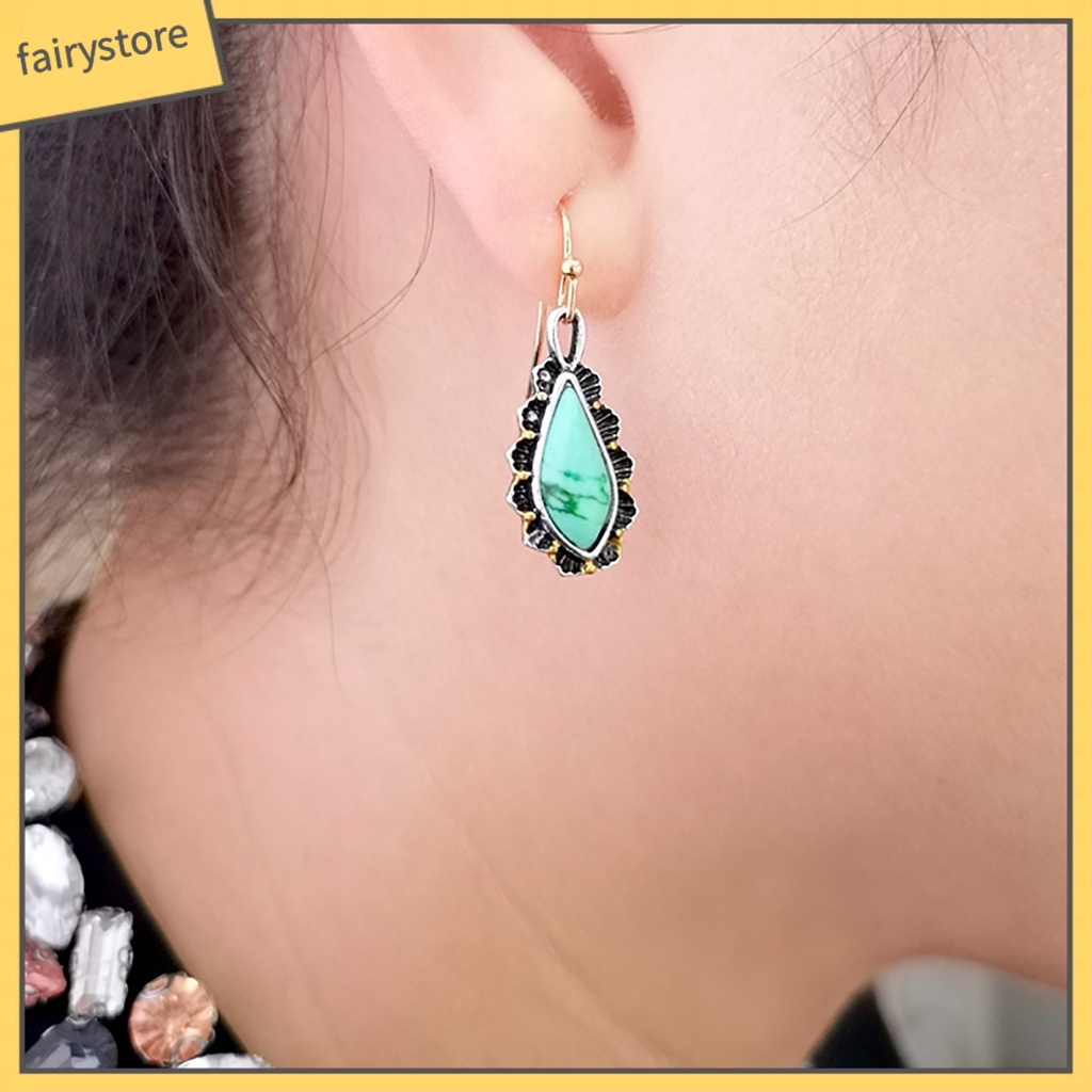 Bông tai dáng dài mặt hình giọt nước thời trang nữ