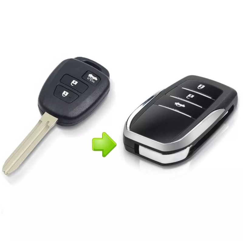 Vỏ chìa khóa độ gập toyota 3 nút thẳng  xe Vios , Altis , Camry , Innova , Yaris , Corolla