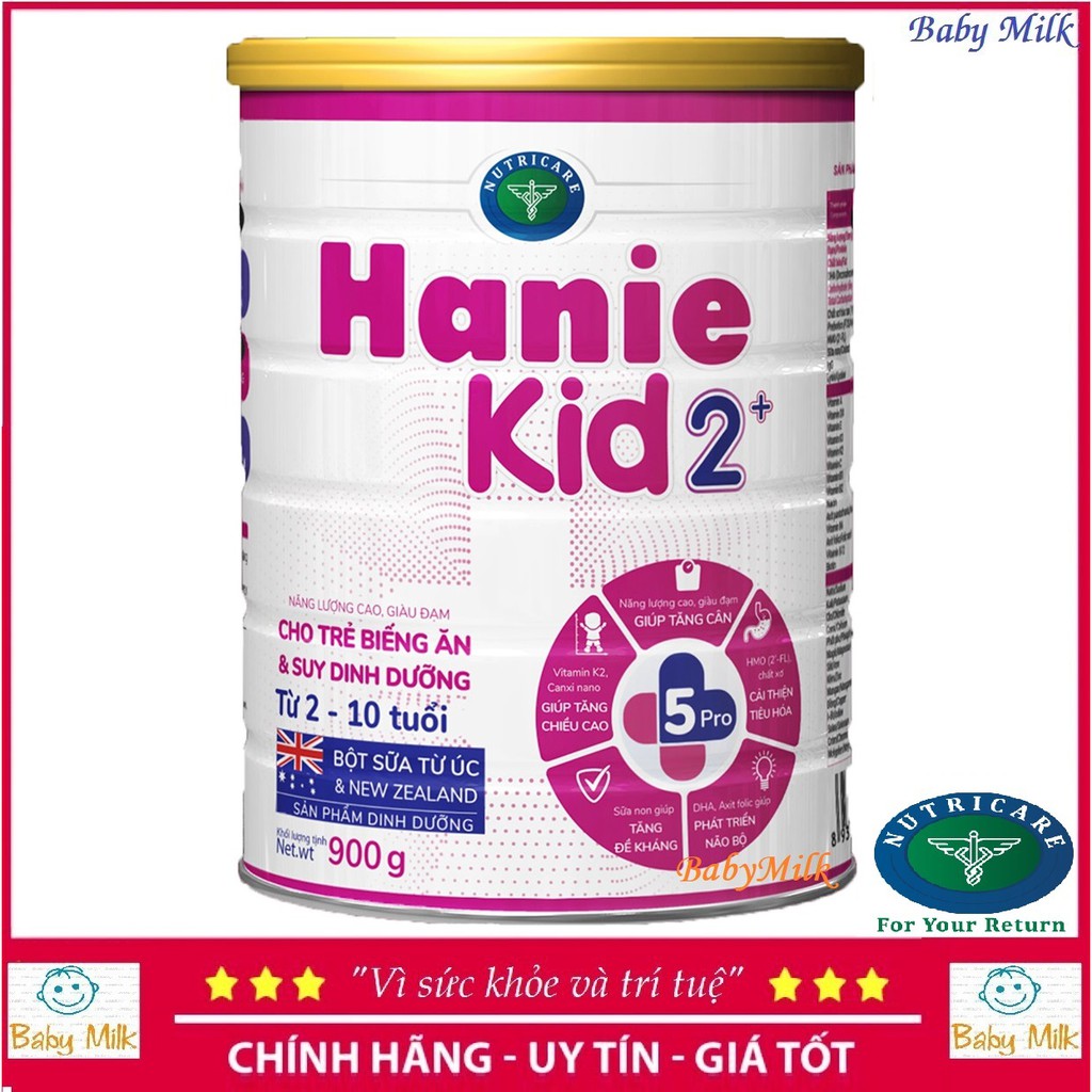 Sữa Hanie Kid 2+ (900g) mẫu mới