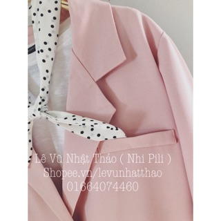 Blazer hồng 2 túi thiết kế