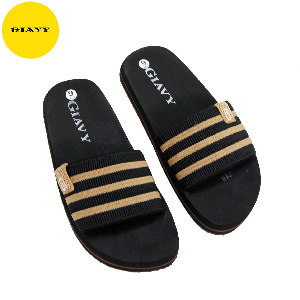 Dép xốp nữ quai ngang sọc mix màu M12 - GIAVY