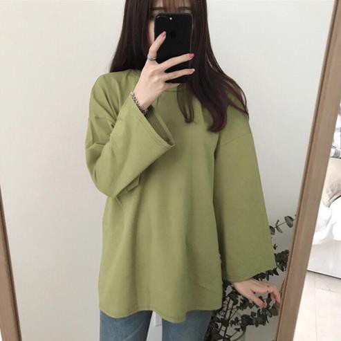 Áo Thun Nữ Và Nam Dài Tay Basic Unisex Form Rộng Dưới 75kg - Áo Phông Tay lỡ Form Dài Giấu Quần - MH.SHOPEE  ྇