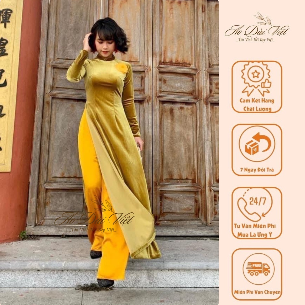 BST Mẫu Áo Dài Nhung Trơn Đủ Màu Sắc Chào Thu 2022, Áo Dài Thu Phương Cam Kết Chất Lượng, Chuẩn Phom Dáng