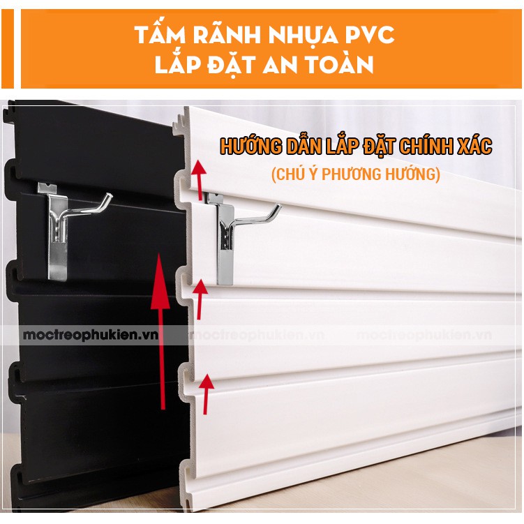 Tấm slatwall nhựa PVC lắp ghép ốp tường trưng bày hàng hóa phụ kiện (120cm*32cm)