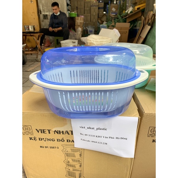 Bộ rổ chậu có nắp đậy Việt Nhật 2 size hàng cao cấp tiện lợi (MS:3271/3272)