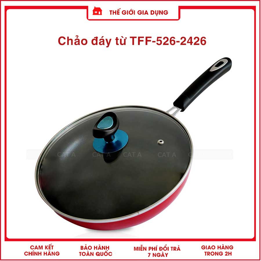 CHẢO CHỐNG DÍNH ĐÁY TỪ CÓ NẮP KÍNH - TFF-526-2426- Siêu tiện ích, dùng cực thích！