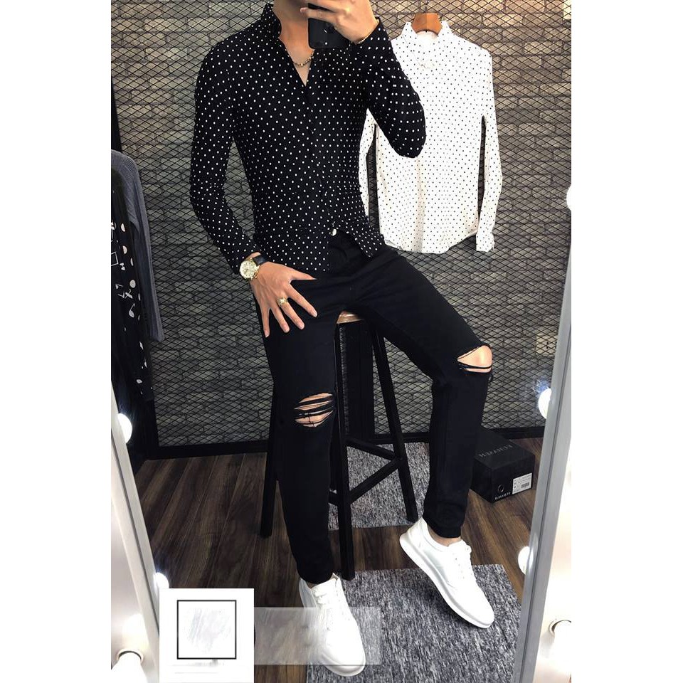 Quần Bò Đen Rách Gối Thời Trang Trẻ Trung Dáng Ôm Chất Mịn | BigBuy360 - bigbuy360.vn