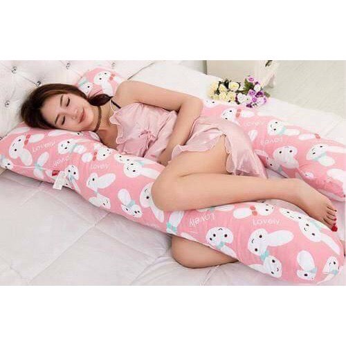 Gối Chữ U Cho Bà Bầu Cotton Thắng Lợi Hải Huy (Tháo Ra Giặt Được) 70-140cm - Màu Ngẫu Nhiên