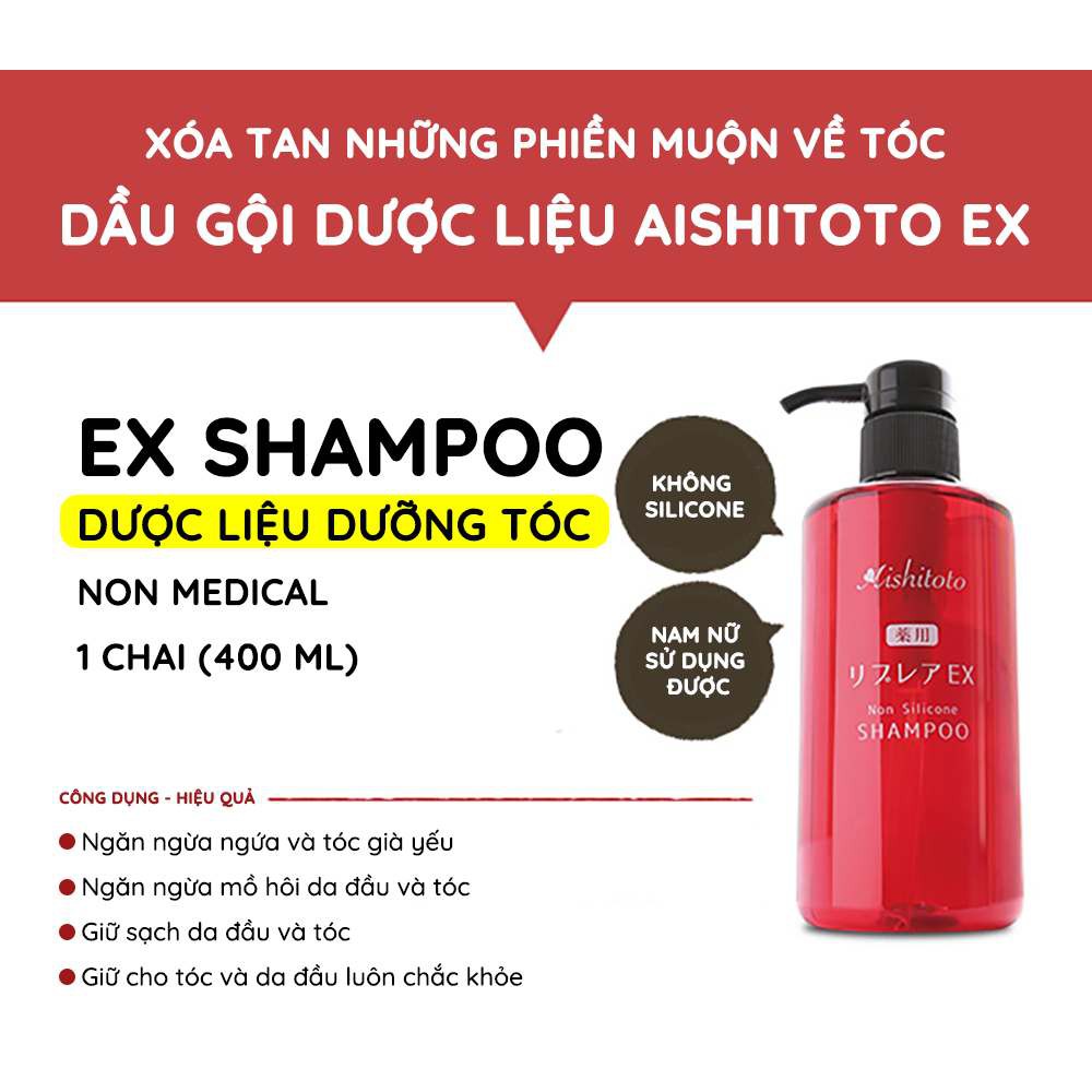 Dầu gội giảm rụng tóc, phục hồi hư tổn Aishitoto EX Shampoo 400ml
