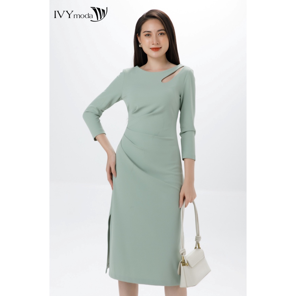 Đầm xếp tay lửng IVY moda MS 42M7156