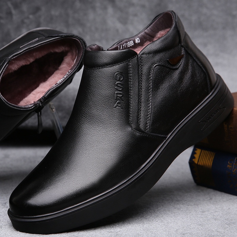 Giày bốt da đệm bông giữ ấm mùa đông thời trang dành cho nam 2021