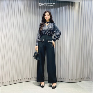 Sơ mi cổ lọ xẻ nẹp V Cchat Clothes