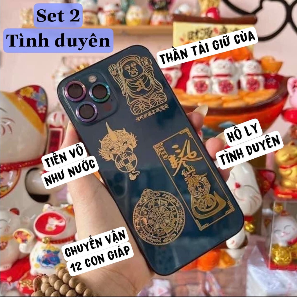 COMBO 4 Miếng Dán Điện Thoại Tài Lộc Phù Hợp Dán Tất Cả Các Dòng Điện Thoại Đẹp Lung Linh