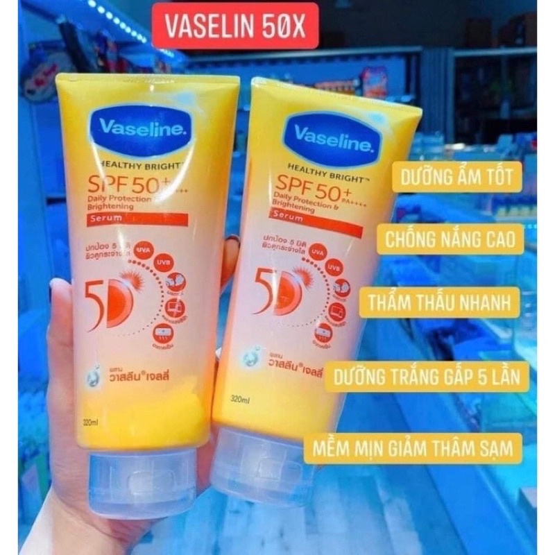 vaseline 50x dưỡng thể trắng da chống nắng