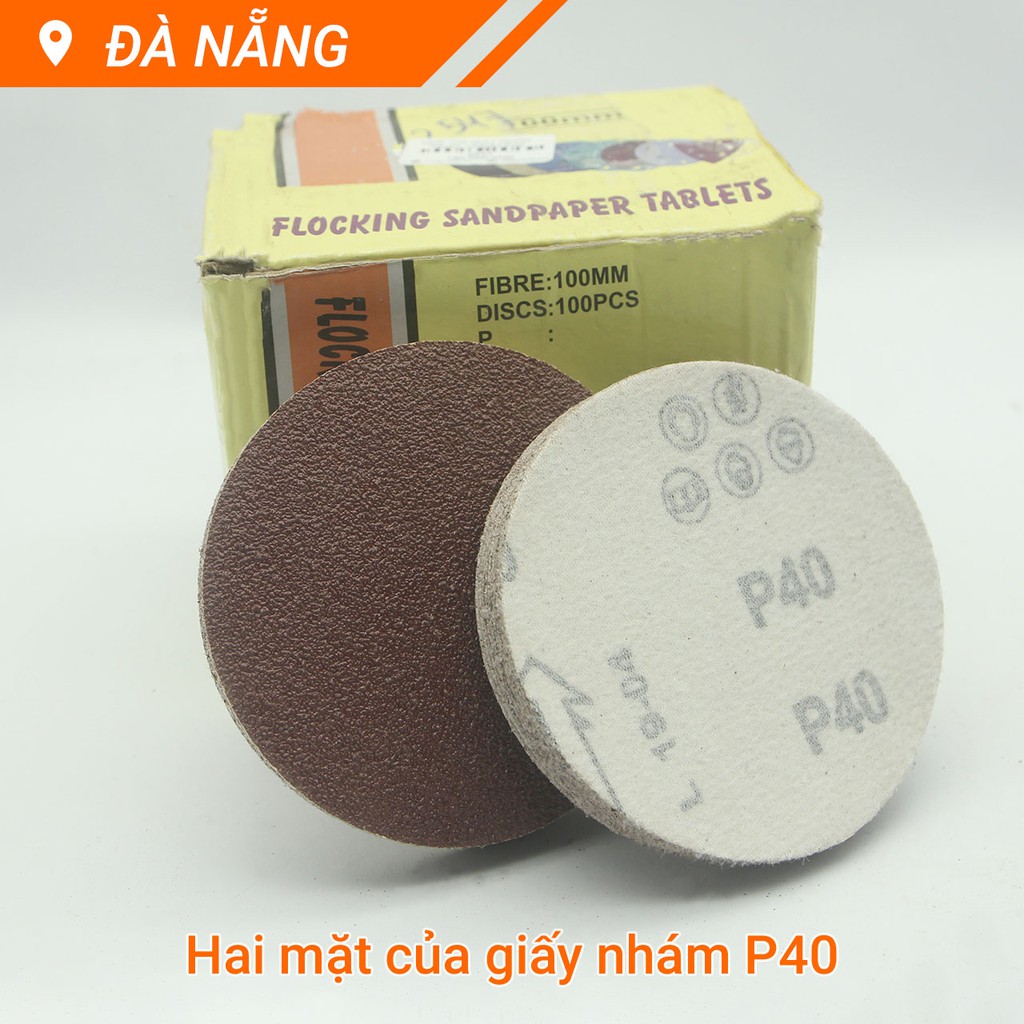 Hộp 100 giấy nhám tròn 100mm chuẩn P40