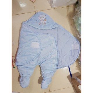 Chăn ủ trần bông có chân bé sơ sinh thu đông dày dặn, ấm áp