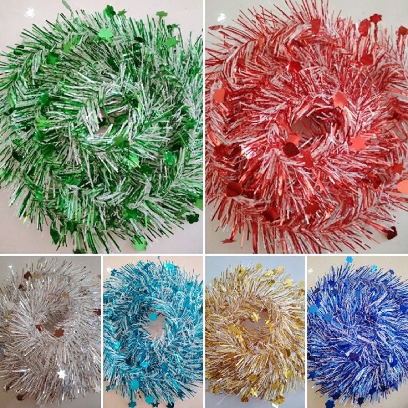 Combo 10 dây kim tuyến đính sao XÙ TUYẾT dài 1m9 trang trí Noel, lễ Tết..( giá xưởng sx)