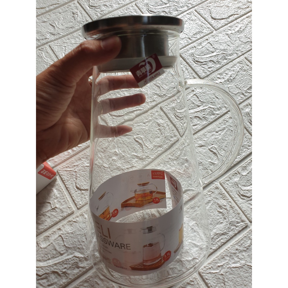 Bình Trà Thủy Tinh Chịu Nhiệt Dung Tích 1,8 Lít Deli (Ảnh thật)