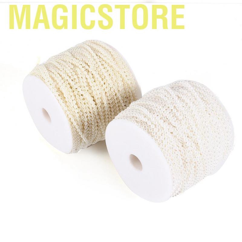 Magicstore 50M Roll 3mm Fishing Line Pearls String Beads Chain Garland Wedding Decoration Centerpieces(Beige+White)