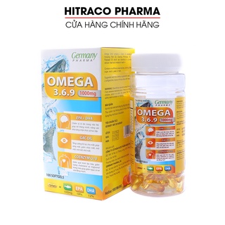 Viên dầu cá Omega 369 Bổ não, sáng mắt, khỏe mạnh tim mạch, tăng cường trí nhớ 100 viên [Omega 369 Germany Pharma Vàng]