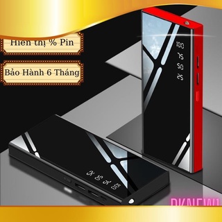 [Cực Hot] Sạc Dự Phòng 30000 mAh Mặt Kính Đen Hiện Phần Trăm Pin 2 USB Có Đèn