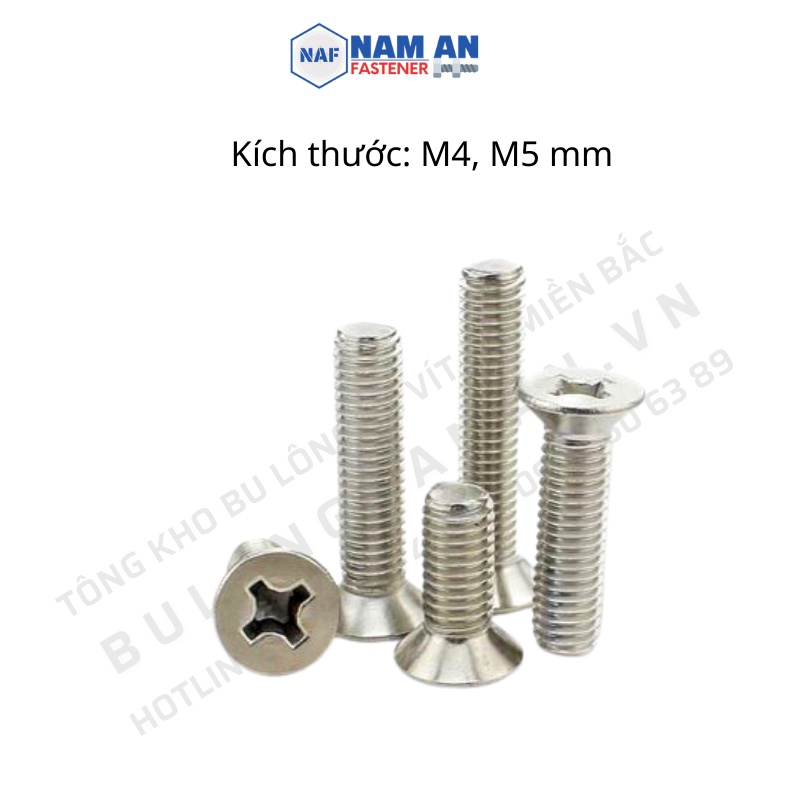 200 con Vít đầu bằng inox 304 M4, M5, Vít Bake đầu bằng , ốc vít Inox 304 M4x10, M5x10