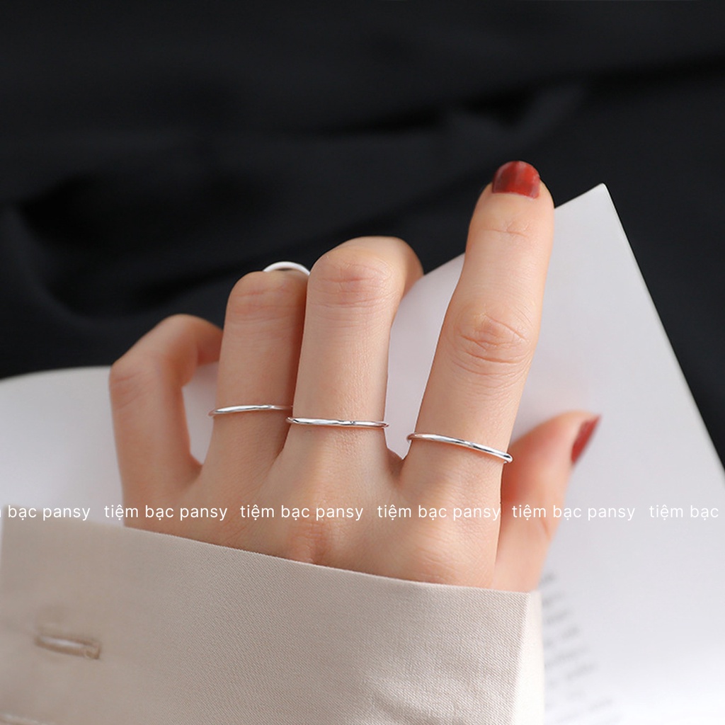 Nhẫn bạc nữ trơn mảnh đơn giản bạc ta thật cá tính