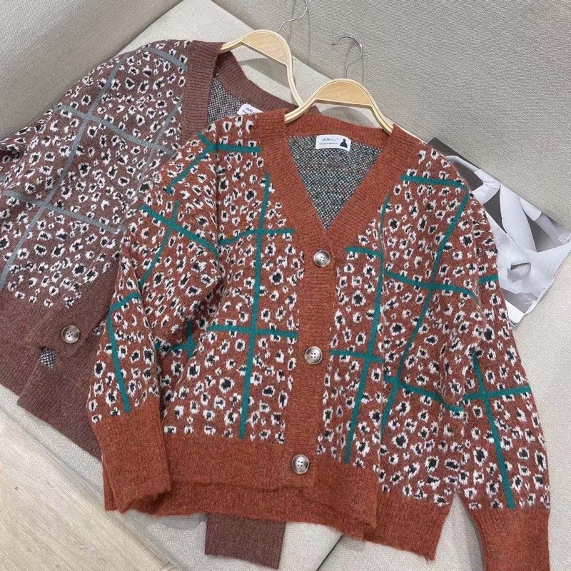 Áo khoác cardigan len báo kẻ siêu dày ấm Ulzzang style  Hàng Quảng Châu