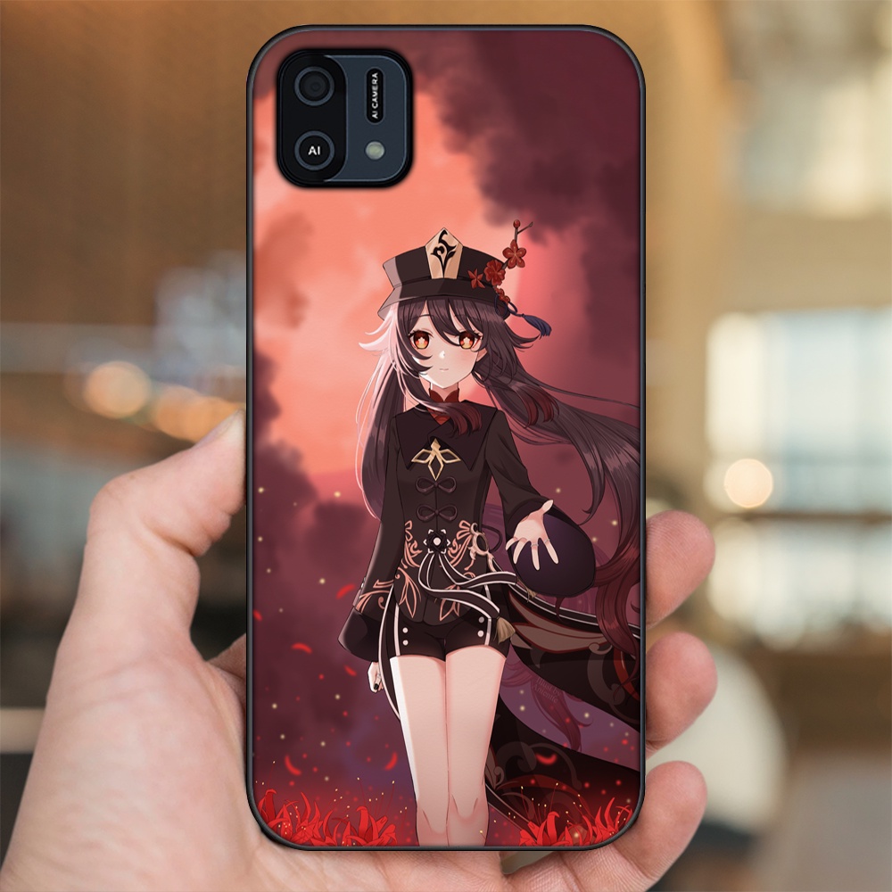 Ốp lưng Oppo A16K viền đen in hình Hutao Genshin Impact