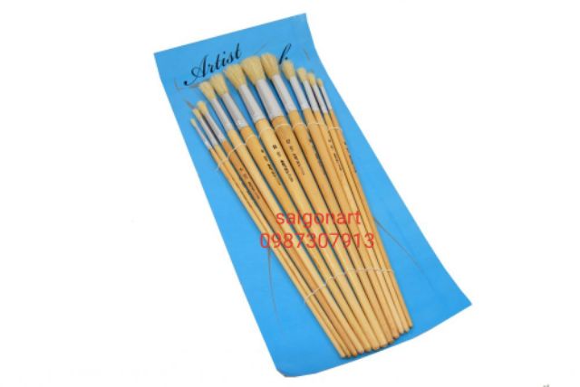 Bộ 12 Cọ Vẽ Tranh Đầu Tròn Lông Lợn Thuộc Tốt 582,579 Maries