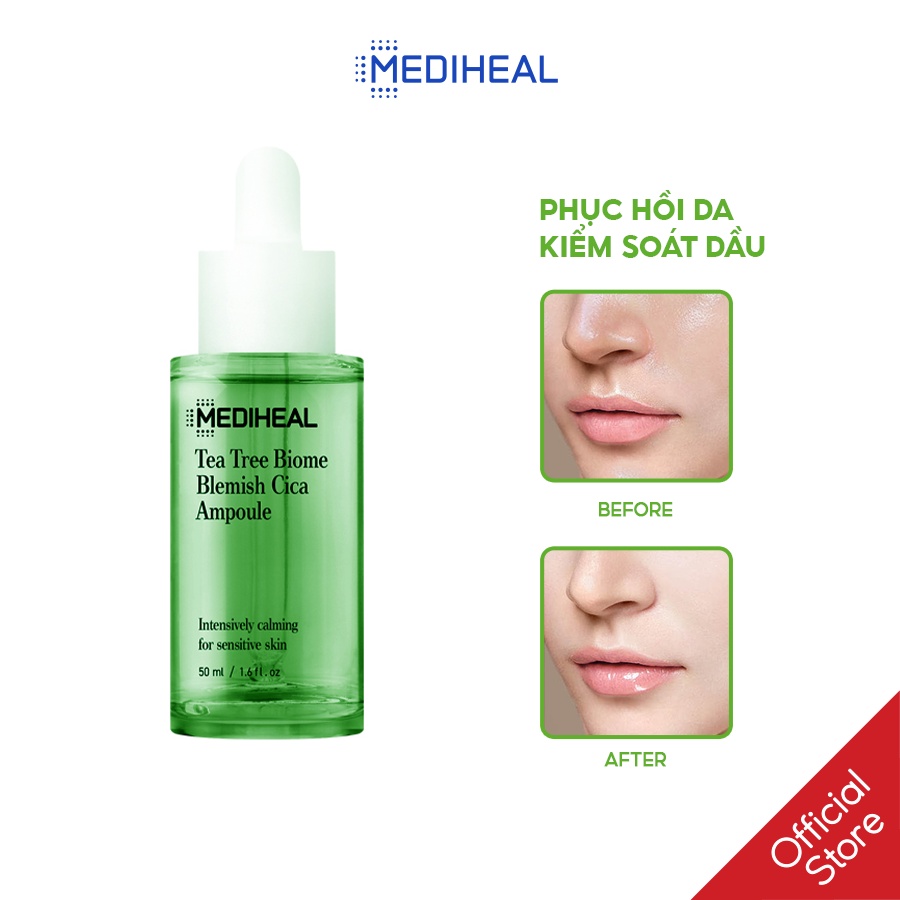Tinh Chất Chiết Xuất Tràm Trà Và Rau Má Mediheal Tea Tree Biome Blemish Cica Ampoule 50ml