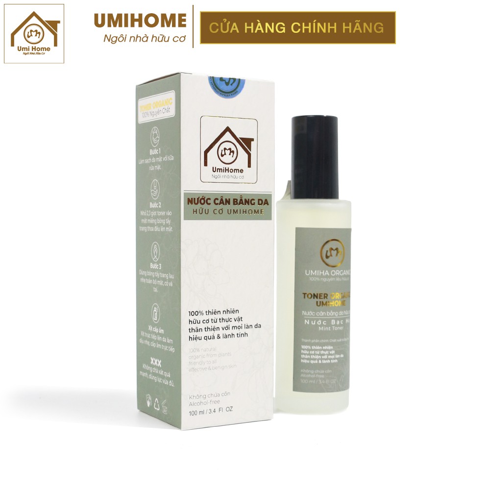 Toner Bạc Hà hữu cơ UMIHOME 50/10ml nước cân bằng cấp ẩm cho da