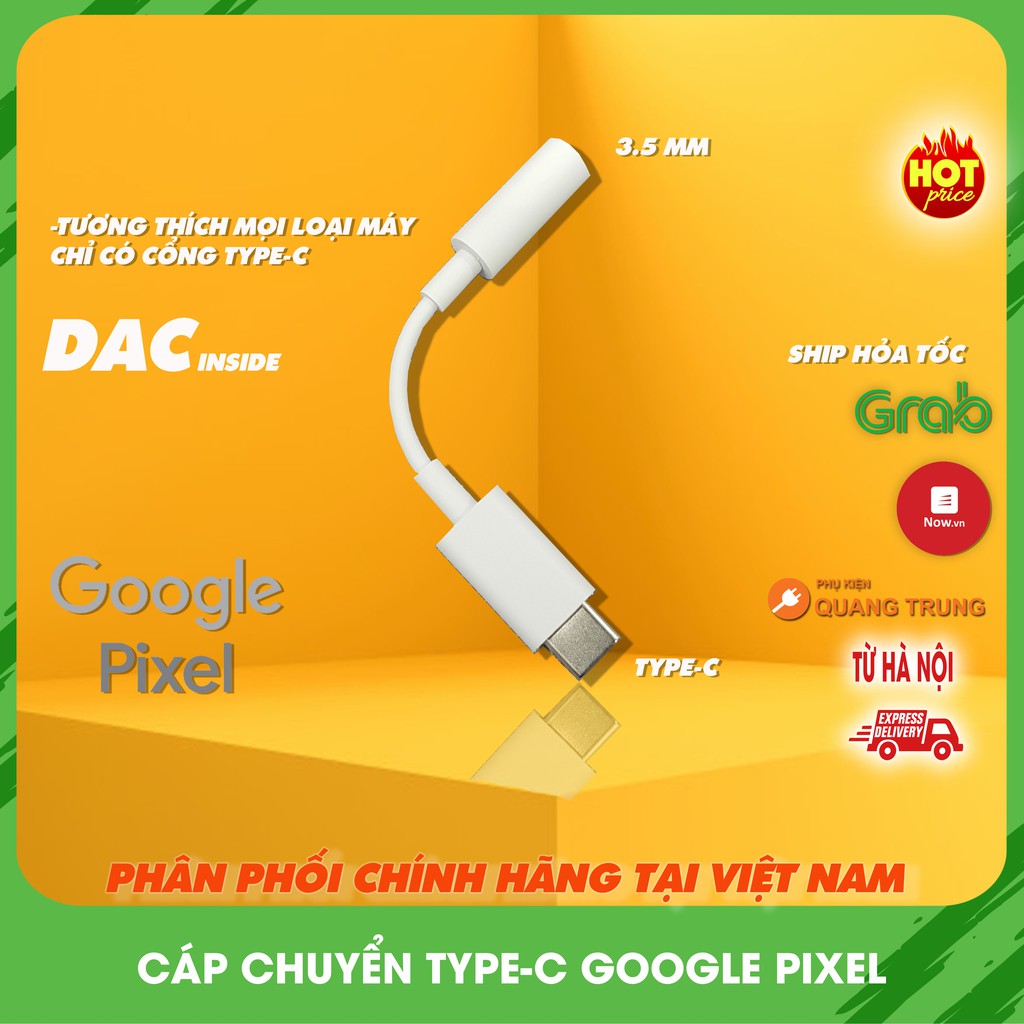 Cáp chuyển typeC chính hãng google pixel,jack chuyển tương thích nhiều dòng máy,có DAC