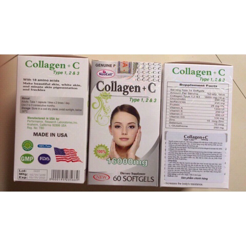 Viên uống Collagen +C Type 1, 2 & 3 NeoCell (date/2023) | BigBuy360 - bigbuy360.vn