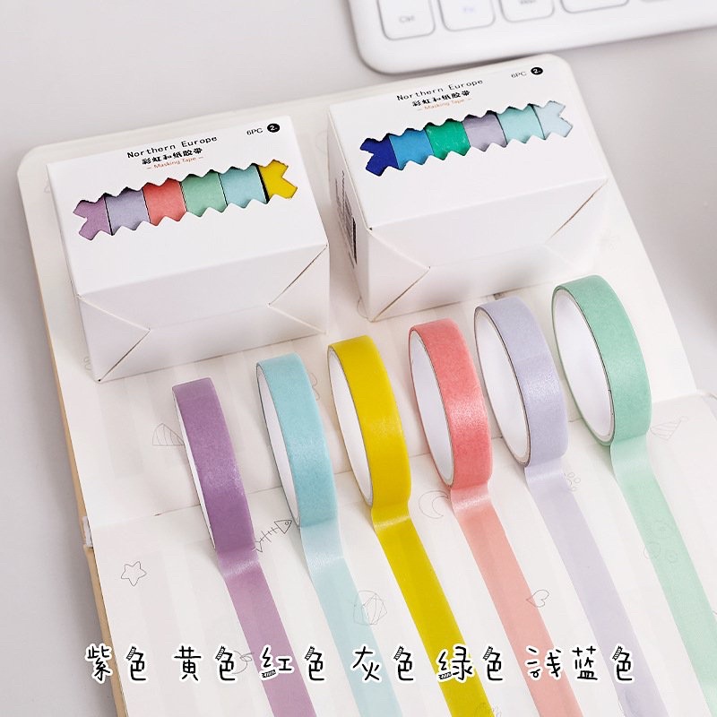 Set 6 cuộn WASHI ngẫu nhiên không hoạ tiết