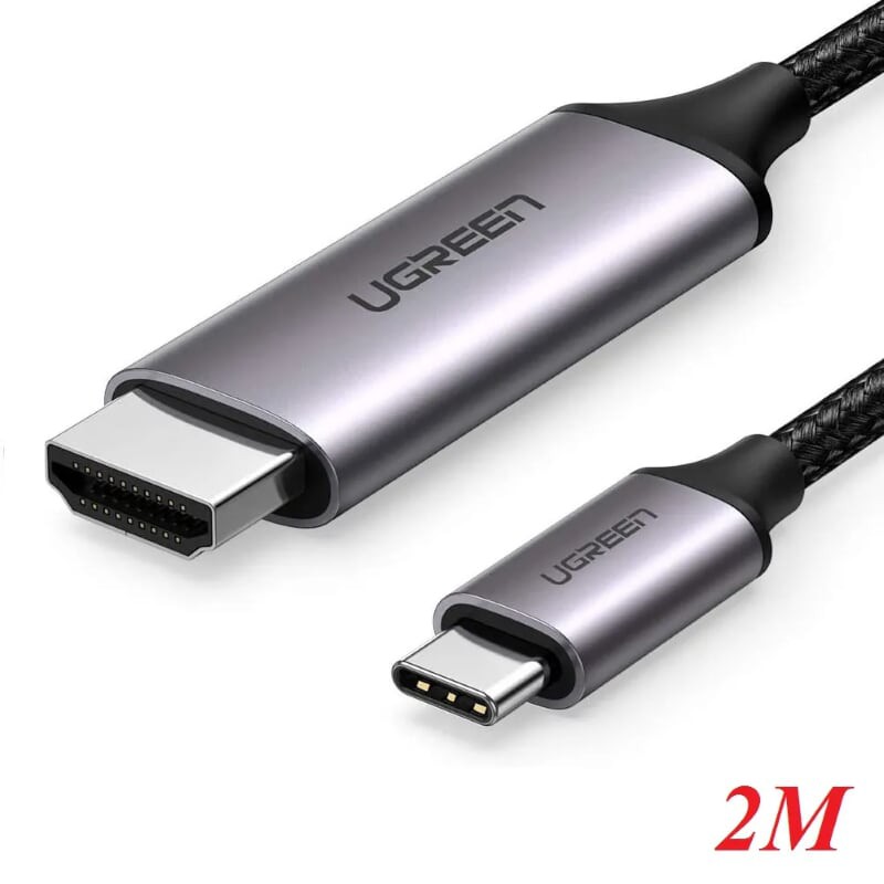 Ugreen 50571 2M màu đen cáp USB type c Thunderbolt 3 ra HDMI 4K 60HZ đầu kim loại MM142