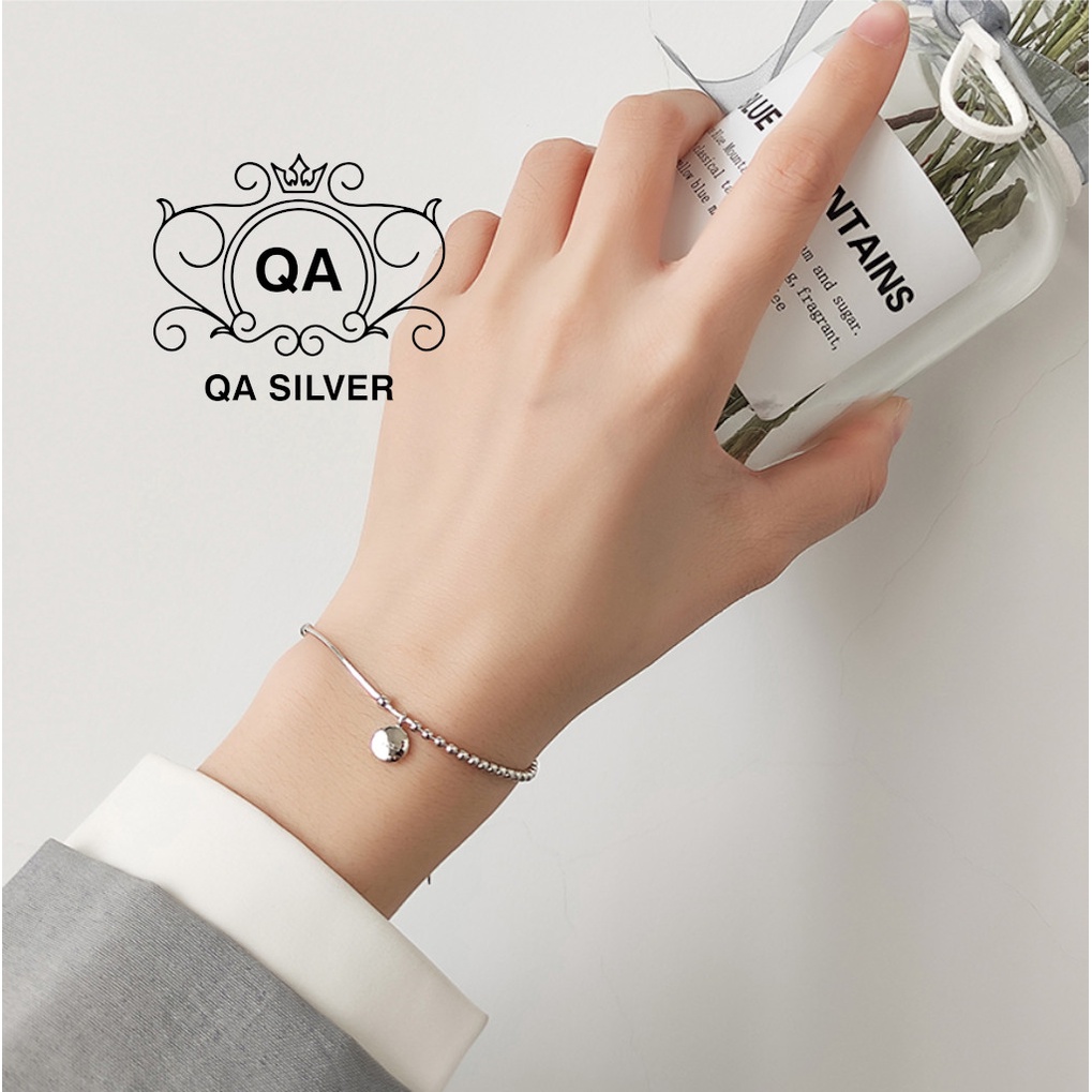 Vòng tay bạc 925 mặt chữ lucky lắc nữ bi bạc bất đối xứng S925 LUCKY Silver Bracelet QA SILVER BR200701