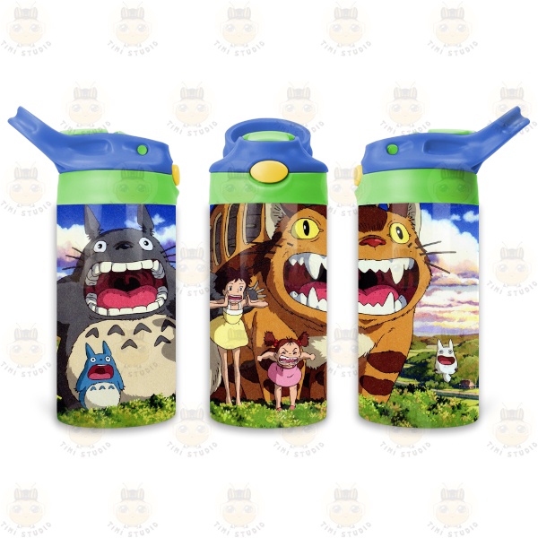 Bình Uống Nước Giữ Nhiệt Cho Bé Có Ống Hút Hình Totoro - Tỉ Mỉ Studio - Mã 2808KT05