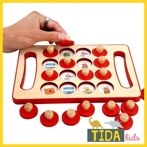 Memory Chess, Đồ Chơi Gỗ TIDA KIDS SHOP, Đồ Chơi Lật Hình Luyện Trí Nhớ Bằng Gỗ 12 Chủ Đề Cho Bé Giá Tốt